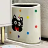 Cubo de basura para el hogar para espacios estrechos, estilo crema de dibujos animados para baño, dormitorio, papelera, contenedor de almacenamiento de gran capacidad para sala de estar