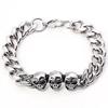 Pulsera de calavera dominante de acero inoxidable para hombre, acero de titanio, acero fundido cubano, cadena de molienda de cuatro lados, joyería