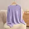 Suéter de punto polar sin costuras para mujer con cuello redondo para otoño e invierno, suéter raglán suave y mullido de manga larga, jersey holgado y relajado