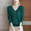Popular de este año Otoño e Invierno para mujer 2023 nueva moda Suéter de cuello en V de principios de Otoño suéter fino camiseta básica para mujer