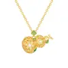 Collar de Perlas de Calabaza Hueca, Artesanía Antigua en Oro, Adorno Nacional con Esmalte, Adorno para el Cuello con Significado de Fortuna y Auspiciosidad