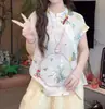 Nueva camisa bordada estilo chino para mujer, botones de nudo chino tradicionales, top retro artístico, ropa elegante y con clase para mujer, única y hermosa