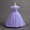 Exclusivo transfronterizo para niñas vestido de princesa estilo largo vestido formal vestido de dama de honor para boda mangas abullonadas anfitrión disfraz para actuación de examen de arte