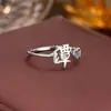 Anillo de Plata de Ley 925 100 Apellidos Familiares Apellido Familiar Anillo para Mujer Nuevo Amor Diseño de Nicho Sentido Anillo de Dedo Abierto Todo-partido Regalo