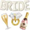 Letra Off-White Bride to Be Anel de Diamante Letra Garrafa de Vinho Taça de Vinho Balão Combinado Decoração de Festa de Casamento Pré-Casamento
