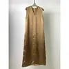 Vestido Chaleco Dorado Estilo Francés para Descanso del Té para Mujer, Nuevo Estilo Verano 2025, Elegante y Adelgazante, Vestido de Longitud Media Estilo Vacaciones