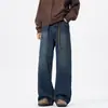 Jeans Reto e Largo Simples e Moderno para Homens, Marca de Moda High-Street Solta Vintage, Calça Longa Versátil Estilosa Atacado