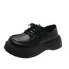 Sapatos femininos de couro de uso duplo estilo britânico 2026 primavera e outono novos solado grosso retrô moda versátil com cadarço mocassins JK