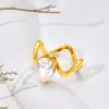 Anillo de Zirconia con Forma Irregular de Gota de Agua Ondulada Simple Transfronterizo Joyería Accesorios Personalizado Sin Desvanecimiento Fabricante Anillo Venta al por Mayor