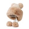 Outono e inverno das mulheres de algodão cashmere pullover cap três fios bola bonito velo forrado grosso à prova de frio quente cor sólida chapéu de malha