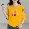 Comercio Exterior Transfronterizo Moda Madre de mediana edad y ancianos Versátil Holgada Capa interior Manga corta Manga de siete puntos Camiseta Capa base Ropa