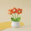 Planta de Lírio-do-vale Crochê Feito à Mão em Vaso, Decoração para Casa, Girassol Tricô de Lã, Presente para o Dia do Professor