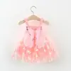 Roupas Infantis Transfronteiriças Verão Europeu e Americano Crianças Pequenas e Médias Saia com Alça de Rede e Asas de Borboleta para Bebês Meninas dress