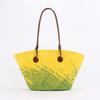 Bolsa de Palha Trançada com Corda de Papel Gradiente Fresca para Dropshipping Bolsa Grande de Ombro Único Francesa Diária Casual Férias Bolsa Feminina