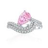 Anel de diamante rosa de prata esterlina transfronteiriça 6 * 9 cores diamante de alto carbono ouro azul prata anel terno 925 anel de prata esterlina