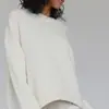 Ropa de Mujer Transfronteriza Nuevo Amazon Comercio Exterior Suéter de Doble Capa con Cuello Redondo para Mujer Europeo y Americano Holgado Otoño e Invierno Suéter Ruso
