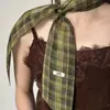 Pañuelo Pequeño de Lino a Cuadros Estilo Retro para Mujer Nueva Colección Primavera Verano 2026 Versátil Decorativo Pañuelo Pequeño Cinta Serpentina Multifuncional