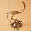 Latão antigo folha de lótus garça rochoso paisagem bonsai paisagem paisagem garça pequena decoração mesa de escritório pet de chá pequena decoração
