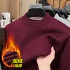 Suéter grueso de mezcla de lana con forro polar para hombre, comercio exterior, nuevo modelo de invierno, cuello semi-alto, capa base de punto cálida