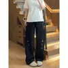 Pantalones casuales holgados retro americanos para hombres y mujeres, pantalones rectos holgados de marca moderna, estilo otoño e invierno, estilo estudiante, elegantes pantalones largos de pierna ancha