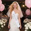 Roupas Transfronteiriças Europeias e Americanas para Noivas, Alças com Letras de Pérola, Etiqueta para Chá de Panela de Noiva, Trajes de Casamento