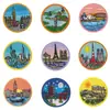 Parches Adhesivos Termoadhesivos de Monumentos de Ciudades del Mundo 9 Estilos Insignias de Check-in de Viaje para Ropa, Mochilas y Diarios DIY