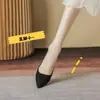 Etiqueta Sapatos de Salto Alto para Estudantes, Respirabilidade Rasa Profissional, Salto Agulha, Bico Fino, Sapatos Versáteis de Trabalho em Camurça Preta