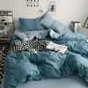 Juego de Cuatro Piezas de Algodón Lavable Suave Súper Suave Color Liso para Dormir Ropa de Cama Juego de Tres Piezas para Dormitorio de Estudiantes Sábana Ajustable Sábana Plana Funda Nórdica Venta al por Mayor