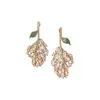 Ramas Plateadas Brillando con la Luz~ Pendientes Exquisitos de Hoja Hueca con Circonita, Pendientes Exquisitos para Vestido de Noche y Vestir, Pendientes de Lujo Ligero y Alta Gama