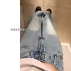 Jeans de Cor Clara de Perna Larga Feminino Cintura Alta Primavera Novo Tamanho Grande Menina Cheinha Solto Emagrecimento Formato Pera Calça Reta