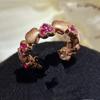 Anillo Tichen Estilo Chino Nuevo Corindón Rojo Amor Cepillado Un Estilo Dos Caras Todoterreno con Anillo Caperucita Roja
