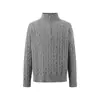 Nuevo suéter de punto para hombre de otoño e invierno con patrón de trenzado estilo old money, cuello alto con media cremallera, venta al por mayor de fábrica transfronteriza