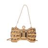 Bolso de Cena con Lazo Moda Cadena Alta Textura Bandolera Bolso Pequeño Acrílico Europeo y Americano Clutch para Mujer