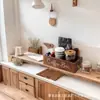 Caja de Almacenamiento de Madera Maciza Transfronteriza Mesa de Barra de Café Almacenamiento en Encimera Caja de Almacenamiento de Madera Multifuncional con Compartimentos para Especias
