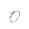 Anillo abierto de mariposa con diamantes en plata esterlina S925 para mujer, estilo coreano, simple, irregular, con diamantes, anillo de cola con articulación de alto sentido