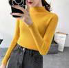 Suéter de Cuello Alto Medio Capa Base 2025 Primavera Nuevo Estilo Coreano Ajustado Capa Interior Cálido Top de Manga Larga Tejido de Punto para Mujer