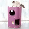 Jaula para Gatos de Fieltro, Nido para Gatos, de Doble Capa, para Hogares con Múltiples Gatos, Túnel para Gatos Semicerrado, Caja Escondite, Jaula para Gatos de Fieltro