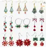 Brincos de Natal Laço Sino Liga Árvore de Natal Papai Noel Conjunto Combinado Brincos de Natal