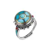 Anillo Étnico Retro de Moda Anito Buda con Diez Símbolos de Libertad, Anillo Abierto Ajustable, Directo del Fabricante