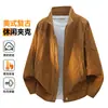 Chaqueta de gamuza nueva estilo M-8XL con cuello alto, talla grande para hombre, con diseño de remaches, estética clásica "old money", corte holgado y estilo coreano moderno y versátil