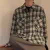 2024 Primavera Verão Outono Inverno Solto Estilo Americano Retrô Alto Casual Estilo College Manga Longa Xadrez Camisa Top para Meninos