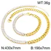 Acero de Titanio Combinación Moda Europea y Americana Puntada Diamante Pulsera para Mujer Acero Inoxidable de Alta Gama Collar Suministro Mayorista Transfronterizo