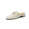 Pantuflas de Media Punta de Piel de Oveja Estilo Francés de Gama Alta para Mujer Sandalias Planas de Punta Cuadrada para Exteriores de Verano Zapatos Muller Zapatos de Media Punta