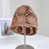 Sombrero de Punto Calado Transpirable de Verano para Niños Sombrero de Lana con Flor Tridimensional Dulce Sombrero Baotou Sombrero de Ganchillo Hecho a Mano Moda
