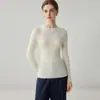 Suéter 100% cachemira pura para mujer, cuello redondo, jersey otoño/invierno, manga larga, tejido ajustado, capa base suave y cómoda