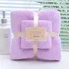 Toalla de baño de coral con borde de celosía de piña, engrosada, para adultos, absorbente, regalo de boda, juego de toallas madre-hijo, LOGO remachado