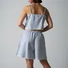 Europeu e Americano Novo Conjunto Feminino de Camisola com Listras Estilo Preguiçoso e Shorts com Renda Casual Cintura Elástica Roupa Feminina Transfronteiriça