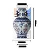 Jarrón de Cerámica Antigua de Alta Calidad Azul y Flor Bajo Esmalte Rojo Jarrón de Cerámica Adornos Decorativos Lujo Ligero Jarrón de Cerámica Estilo Chino