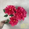 Flor de Seda Simulada de Hibisco y Peonía de 3 Cabezas, Decoración Estilo Chino para Sala de Estar del Hogar, Material Floral para Salón de Bodas, Accesorios de Fotografía, Flor Artificial