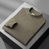 Camisa de manga larga para hombre, de cuello medio, cálida y cálida de terciopelo, de otoño e invierno, color liso, con cuello alto medio